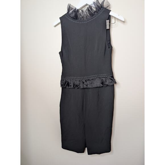 Gai Mattiolo Black Sheath Dress With Ruffles Size 46 (US 10 - See Measurements) - Picture 7 of 13